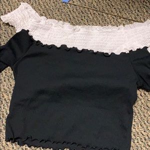 Off the shoulder crop top bundle, black and white